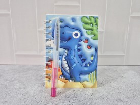 Mini cuaderno con lapicera DINOSAURIO